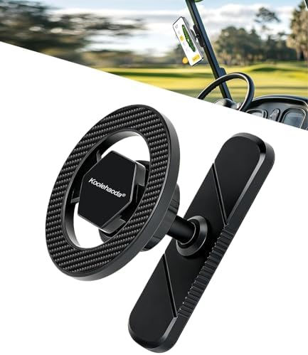 koolehaoda Magnetic Golf Cart Phone Holder Compatible with MagSafe iPhone 12-17 Galaxy Smartphones Fits EZGO, Club Car, Yamaha, Icon, Golf Cart Accessories Gifts for Men Women Golfers