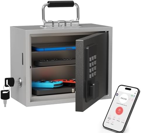 WeHere Phone Lock Box, Cell Phone Time Lock Box with Time Period Password & App, Timed Phone Locker,Phone Jail for Kids, Students, Adults Focus Back