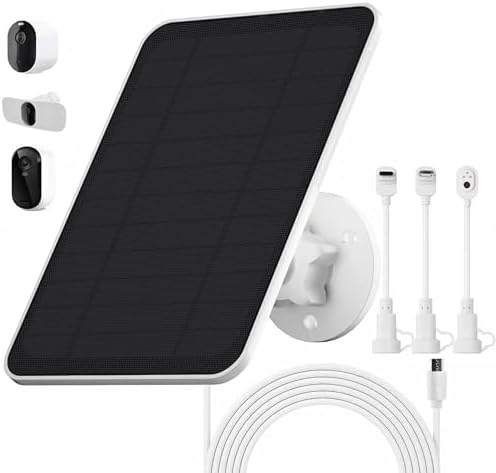 Solar Panel Charger for Arlo Essential Series,Go 2,Pro 6XL/6/5S/3,Ultra Series,Wireless Floodlights Camera,Solar Panel with Battery for Arlo Camera,9.8ft Cable,Adjustable Mount,Weatherproof
