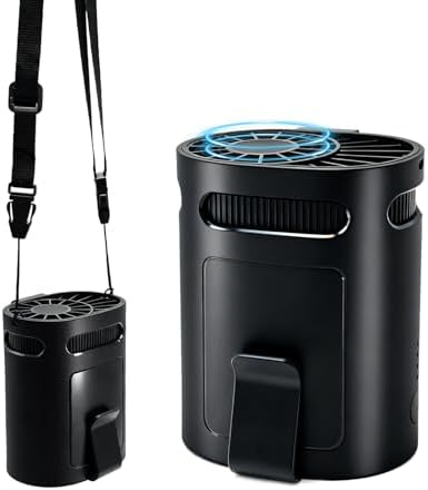 BIRDDIE 2026 Portable Waist & Neck Fan - Rechargeable 4-Speed Quiet Clip On Personal Cooling Device for Camping, Construction, Outdoor (Black)