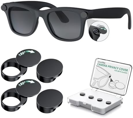 Camera Cover for Rayban Meta Gen 1/2 Smart Glasses, Rotating Led Blocker Compatible with Meta Wayfarer Skyler Headliner Oakley Meta HSTN, Privacy Light Cover Meta Accessories, 4 Pack